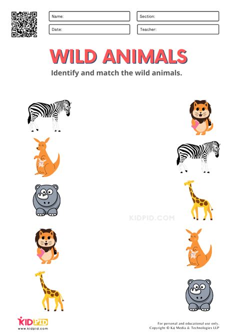 Printable Wild Animals Worksheets For Kindergarten
